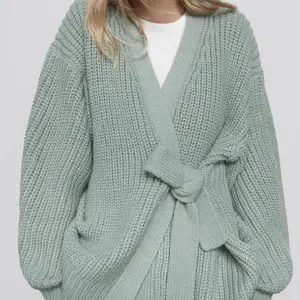 Zara Sweaters Nwot Zara Tied Knit Sweater Cardigan Green